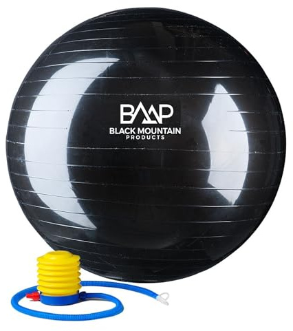 Black Mountain Products Anti Burst Exercise Stability Ball with Pump, Black, 2000-Pound/65cm