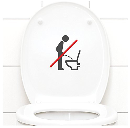 Grandora WC Deckel Sticker - Bitte im Sitzen pinkeln Schild I dunkelgrau 11 x 12 cm I Piktogramm WC Bad Badezimmer Toilette Klodeckel Aufkleber W733