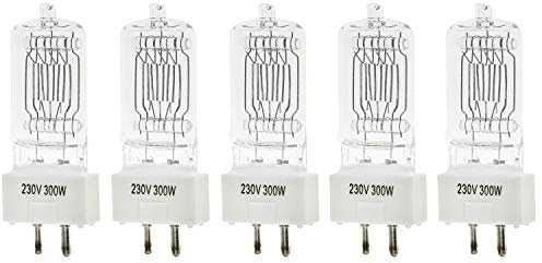 Pyxelstudio Lot de 5 Photo Studio Vidéo Fresnel Ampoule Halogène Mandarine Eclairage Continu 300W 3200K 230V GY9.5