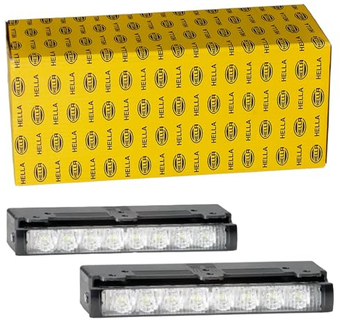 HELLA 2PT 980 970-871 LED-Juego de luces circulación diurna - LEDayLine Zero - 24V - rectangular - montaje exterior - Color de tulipa: transparente - Cable: 1000mm - Frontal del vehículo - Juego