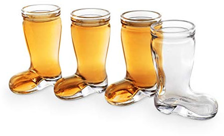 Final Touch, GG5004, set di 4 bicchierini a forma di stivale in confezione regalo