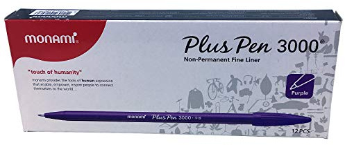 Monami Plus Pen 3000 Fine Sign Pen Felt Tip Water Based Ink [Pack of 12] - Purple