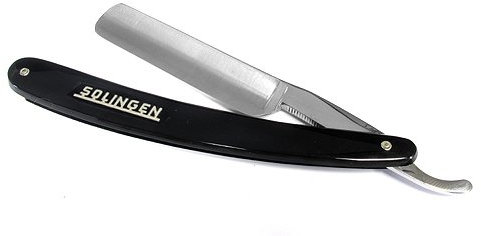 Navaja de afeitar de Solingen con Negra Rígida 12,5 cm