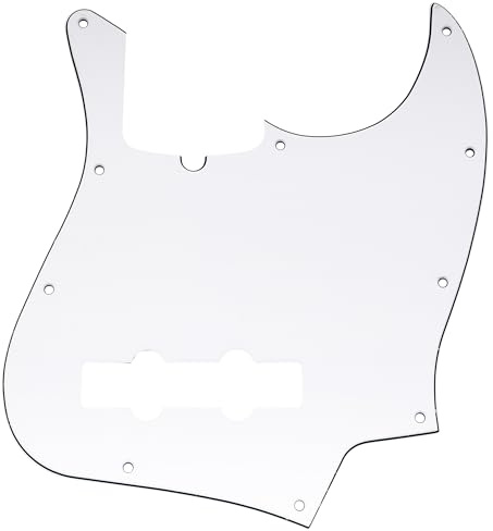 Musiclily Pro 10 Hål Modern Stil J-Bas Plektrumskydd för 4 Strängar Amerikansk Jazz Bass, 3-lager Vit