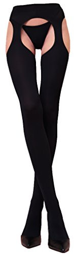 WOOTI 100 Den-Microfaser-Strip-Panty mit komfortablem MESSICANA Schwarz, Größe S-M, Strumpf sexy, warm, weich, komfortabel, beständig, in mikrofaser