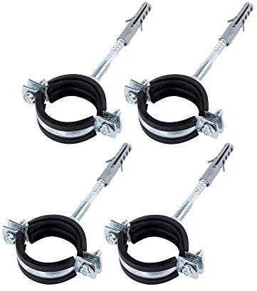 (4 Stück) Anti-Vibrations-Einzelmetall-Rohrhalterungen Klammern Klemmen Gummi ausgekleidet für Rohre mit Ø 40-45 mm (4)