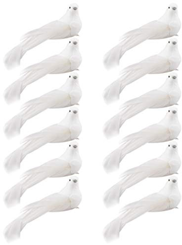 VALICLUD Künstliche Vögel mit Clip Schaum Weihnachtsbaum Vögel Weiß Künstliche Feder Tauben 12pcs Vögel Hochzeit Festival Party Garten Weihnachtsdeko Weihnachtsschmuck Weihnachtsbaumschmuck