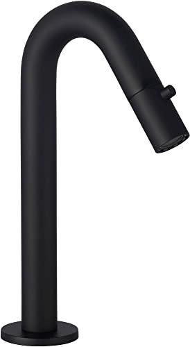 Saqu Tube Kaltwasserhahn für Gaste-WC, Kaltwasserarmatur Messing Antibakteriell & Langlebig, Wastischarmatur Matt Schwarz für Waschbecken mit C-Auslauf