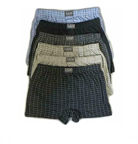 iTRONiK 6 Piars Mens Classic Sports Cotton Boxer Shorts Trunks Underwear Army Camouflage Plain Check Classic Neon Band size S to 6XL (5XL, Check Classic)