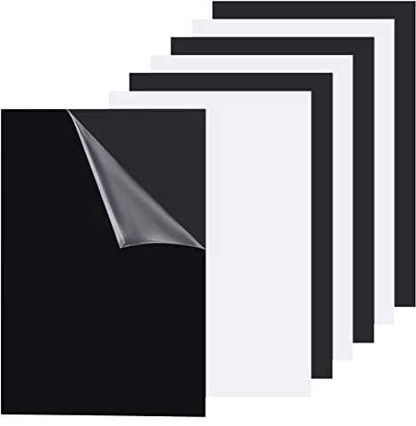 BENECREAT 6-pack svartvitt ABS-plastark, 19,9 cm x 30 cm rektangulära plastplattor, akrylpanel för hantverksskyltar, fotografi, målning, 0,5 mm tjock