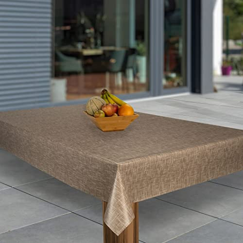 laro Wachstuch-Tischdecke Abwaschbar Garten-Tischdecke Wachstischdecke PVC Plastik-Tischdecken Eckig Meterware Wasserabweisend Abwischbar AP, Muster:Beige Braun, Größe:100x140