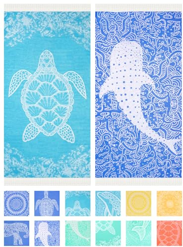 Haleey 2 Pack Turkish Cotton Beach Towel Lightweight Absorbent Quick Dry Bathroom Bath Pool Swim Towels Extra Large Oversized Sand Free Towel Beach Accessories Essentials Cloud Gift for Adults