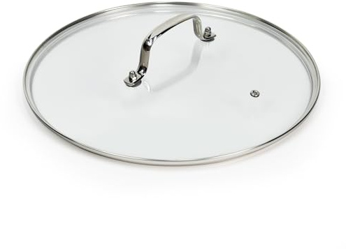 11 IN Glass Lid with Stainless Steel Handle for Frying Pan, Tempered Replacement Cover Compatible for All Cookware for Skillets, Round Cast Iron Aluminium, Stainless Steel Pans & Pots 276mm-292mm