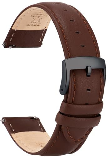 OTTOODY Leder Uhrenarmbänder 22mm 21mm 20mm 18mm 16mm Armband, Schnellverschluß Eleganten Leder Uhrenarmband für Damen Herren, Hochwertige Ersatz Leder Armband für Uhr & Smartwatch, Schwarze Schnalle