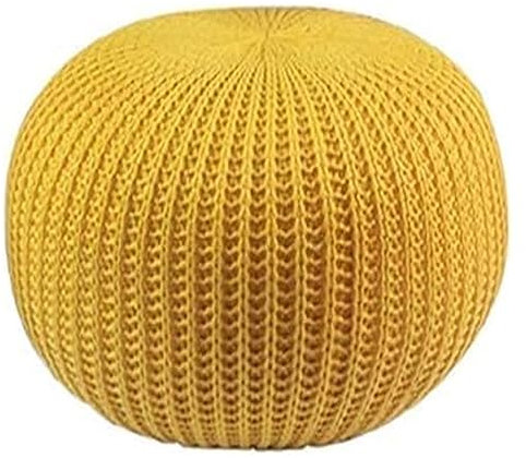Genérico Reposapiés otomano otomano, puf otomano Redondo, Taburete de Cuerda Trenzada de algodón, puf de Punto, Silla de Piso Hecha a Mano para Sala de Estar, Cama y Dormitorio (A 50 x 50 x 30 cm)
