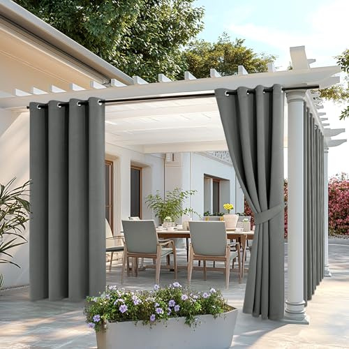 MIULEE 2 tende per esterni, resistenti alle intemperie, con occhielli, parasole, impermeabili, per esterni, per giardino, terrazza, gazebo, veranda, balcone, larghezza 132 x altezza 245 cm, colore
