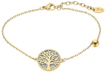 LOTUS STYLE Pulsera Acero Inoxidable Mujer LS2225-2/5 Árbol de la Vida - Sofisticado Brazalete con Pulido y Acabado Refinado - Pulsera Dorada 20 cm - Regalo Cumpleaños, Aniversario, Ocasión Especial