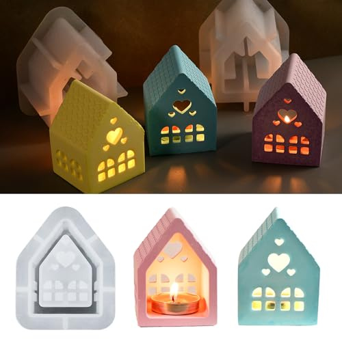 Moule Silicone Bougie, Moules en silicone pour maisons, moule noel, moule en silicone, bougies à couler, mini maisons, moules en silicone, pour verser avec plâtre, cire, moule maison