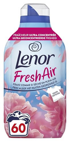 Lenor Fresh Air Adoucissant 60 Lavages (840ml), Parfum Jardins En Fleurs, Protection Anti-Odeurs, Fraîcheur Ultra Concentrée, Fabriqué En France