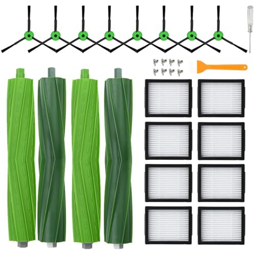 Loveco 20 Stück Ersatzteile Kompatibel für iRobot roomba E I & J Serie, i7 i7+ i3 i3+ i1 i1+ i2 i4 i5 i5+ i6 i8 i8+ j7 j7+ j8 j8+ j6 j6+ j5 j5+, E5 E6, 2 Satz Gummibürsten, 8 Filter, 8 Seitenbürsten