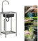 Ausgussbecken aus Edelstahl Freistehendes Spüle Eckwaschbecken Einzelkaltwasser für Keller Waschküche Garten Camping Keller Spülbecken inkl Ablaufgarnitur (42cm)