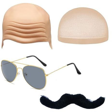 YNR 4 gorras calvas para adultos, gorra de peluca para maquillaje, juego de disfraz de sombrero desnudo, conjunto de látex