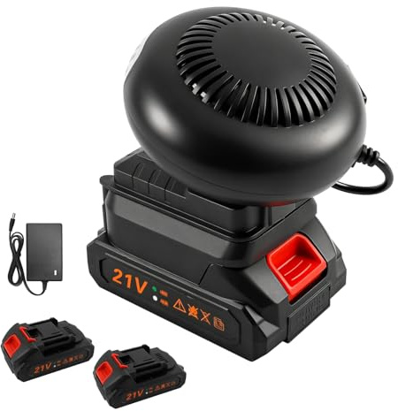 luolety Auto-Heizlüfter, tragbarer Auto-Windschutzscheiben-Entfroster für Makita, mit 2 x 1500 mAh Akku und Batterieladegerät, Raumheizung für kleine Fahrzeuge, Auto-Windschutzscheiben-Defogger für