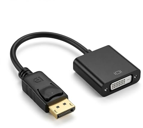 Adaptador DisplayPort a DVI – Conector DP de Oro a DVI, Cable de 15 cm, Compatible con Monitor, Proyector, Ordenador – Cable DVI DisplayPort para Lenovo, Dell, HP