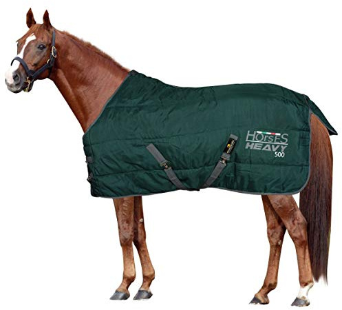 Horses, Chevaux Couverture d'hiver Heavy pour Cheval, Rembourrée, Douce et Confortable, Idéale pour Box, Bords en Nylon Renforcé (Vert, 145cm)