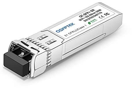 QSFPTEK 10G-SR SFP+ 850nm 300m Module, Mini Gbic 10GBASE-SR DDM Multimode LC 10gbe SFP Transceiver for Juniper EX-SFP-10GE-SR/QFX-SFP-10GE-SR/SFPP-10GE-SR (850nm, up to 300m, DDM)