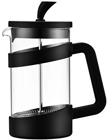 Cafe Ole Style cafetière à piston en verre et plastique résistant à la chaleur – Noir, 350ML, 3 demi-tasse, piston en acier inoxydable VMP-03F