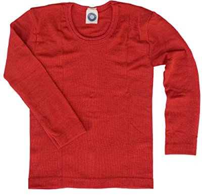 Cosilana, Kinder Unterhemd Langarm, 70% Wolle (kbT), 30% Seide ((Rot, 104)
