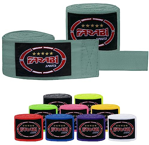 Farabi Sports Boxing Handlindar 2,5 och 4 meter långa boxningssjalar med par för MMA, Muay Thai, träning, kickboxning och stridssporter (Grey, Barn (2,50 meter))