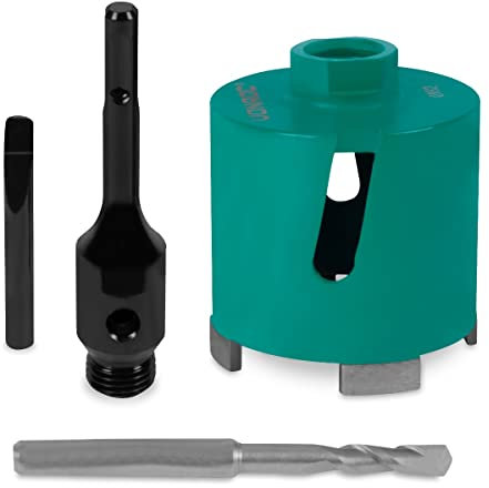 VONROC Carotteuse diamant SDS-Plus - 82mm - Universel - carotteuse diamant, foret de centrage, goupille d'expulsion et adaptateur SDS-plus inclus