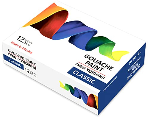 Colori Gouache Professionali Set 12 x 20 ml – Fine Art Guazzo Alta Pigmentazione con Finitura Opaca & Consistenza Cremosa | Set Gouache Colori Miscelabili per Illustrazione, Design e Pittura