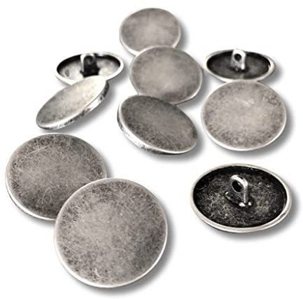 flache Metall Ösenknöpfe silber farben matt 10mm, 15mm, 18mm, 20mm, 22mm oder 25mm (10 Stück) (20mm)