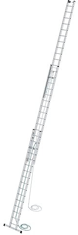 PROREGAL Sprossen-Seilzugleiter 3-teilig mit Standard-Traverse 3x16 Sprossen | Leiter, Teleskopleiter, Trittleiter, Bockleiter, Sprossen-Doppelleiter