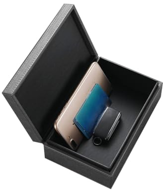 Shkalacar Autoschlüssel Faraday Box, Leder RFID Schlüsselkasten mit Strahlenschutz und ETC/NFC/RFID Blockierung Funktion, Anti Diebstahl Signalblockierkäfig für Schlüsselanhänger Telefon (Dunkelgrau)