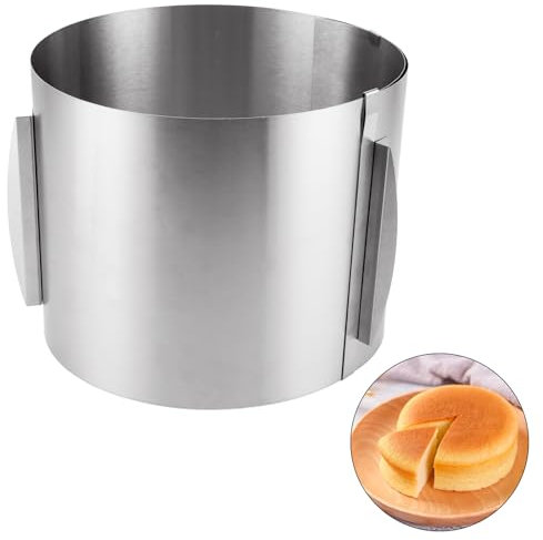 MUXHEL Tortenring Verstellbar 16-30cm, Edelstahl Backring Verstellbar Hoch 20cm, Tortenring Hoch 20cm, eingravierter Skala und Befestigungsclips, Tortenform für die Zubereitung von Kuchen und Torten