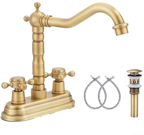 Robinet de lavabo vintage à double trou, robinet de salle de bain avec poignées en croix, robinet d'évier à 2 trous pour la maison, le jardin, la salle de bain, les éviers de salle de bain