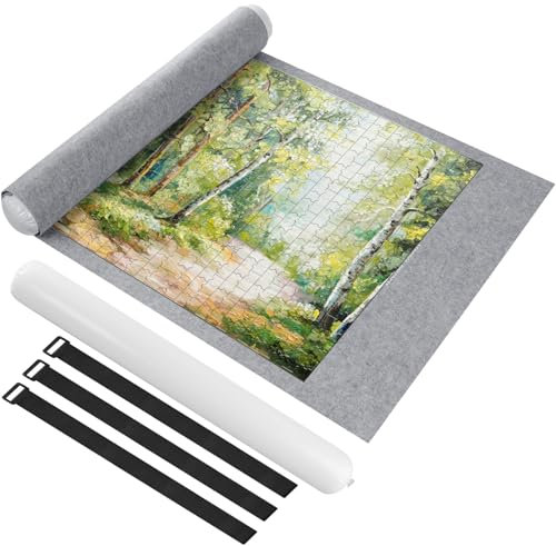 Ainiv Tapis Puzzle Rouleau Feutre 1500 pièces, Feutre Antiglisse, Portable Tapis de Rangement pour Puzzle - Gris