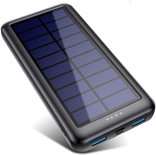 Feob Cargador Solar 26800mAh, Power Bank Solar [3 Entradas y 2 Salidas] Batería Externa Solar de Carga Rápida Cargador Movil Portatil con USB C Entrada para iPhone 15/14/13 Pro MAX Samsung etc