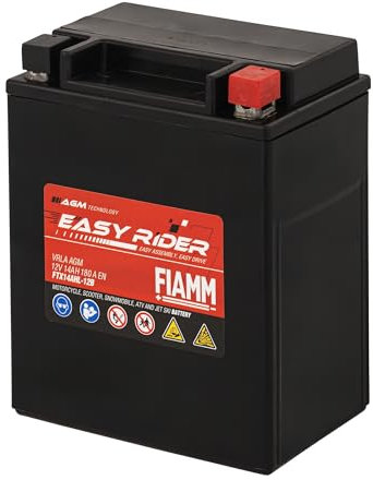 Fiamm Batteria per Moto e Scooter FTX14AHL-12B 14AH 180A, Batteria Easy Rider AGM Technology, Massima Potenza di Avvio,Senza Manutenzione, Già Carica, Pronta all'Uso, Adatta a Scooter e Moto