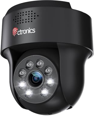 Ctronics 5MP PTZ Telecamera Esterno/Interno, 2,4/5 GHz WiFi Videocamera Sorveglianza con 2560X1920P, Visione Notturna a Colori, Rilevamento Umano, Tracciamento Automatico, Audio Bidirezionale (nero)