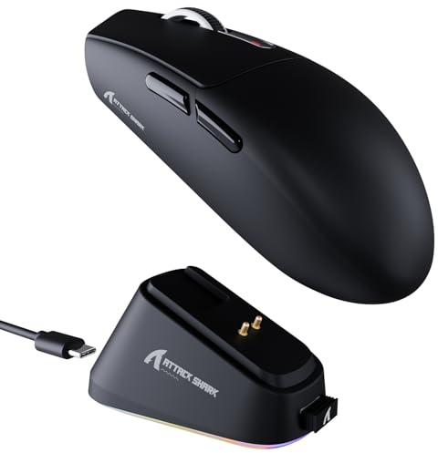 ATTACK SHARK G3PRO Kabellose Gaming-Maus mit Magnetischer Ladestation, PixArt PAW3311-Sensor, Bis zu 25000 DPI, BT/2,4 GHz/Kabelgebunden, 100M Klicks, 59g Superleichte Mäuse für PC/Xbox/PS/Mac–Schwarz
