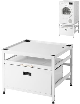 VEVOR Laundry Pedestal, 23 in Height, 29 x 29 in Washer and Dryer Pedestals with Pull-out Tray and Storage Space, 700 lbs Load Capacity, Non-Slip Feet Washing Machine Stand Universal Fit, White