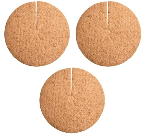 SiSinkal Set di 3 dischi per pacciamatura in fibra naturale spessa, per soppressione, temperatura del suolo e ritenzione dell'umidità, tappetini protettivi per alberi facili da tagliare (40 cm)