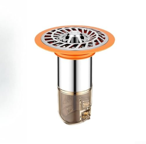 Nucleo di scarico a pavimento in acciaio inossidabile, 3 misure, guarnizione profonda per acqua, filtro anti grande filtro per capelli, flusso rapido, bagno, doccia, cucina (8 cm)