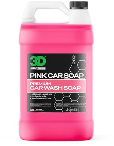 3D Pink Car Soap – 1 Gallon |pH Neutral Car Wash Soap with High Suds & Cherry Scent | Scratch-Free, High Gloss Shine | Safe on Wax & Sealants | Weekly Car Care