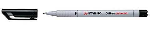 STABILO Permanent Universal foliepenna Overheadprojektor svart markör (svart, vit, multi, plast vit, fin, 0,7 mm)